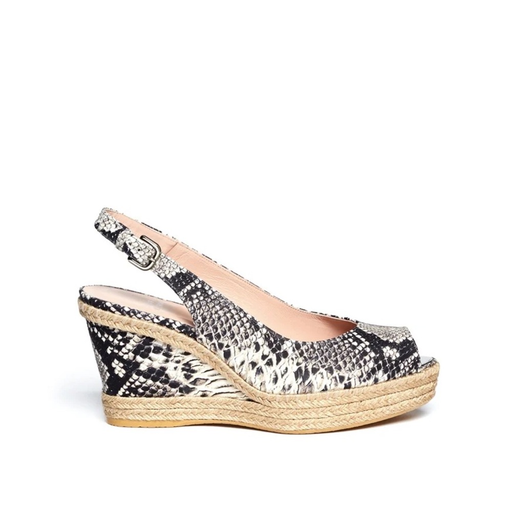 Stuart Weitzman 'Jean'' Snakeskin-Effect Leather Espadrille Wedge Sandals